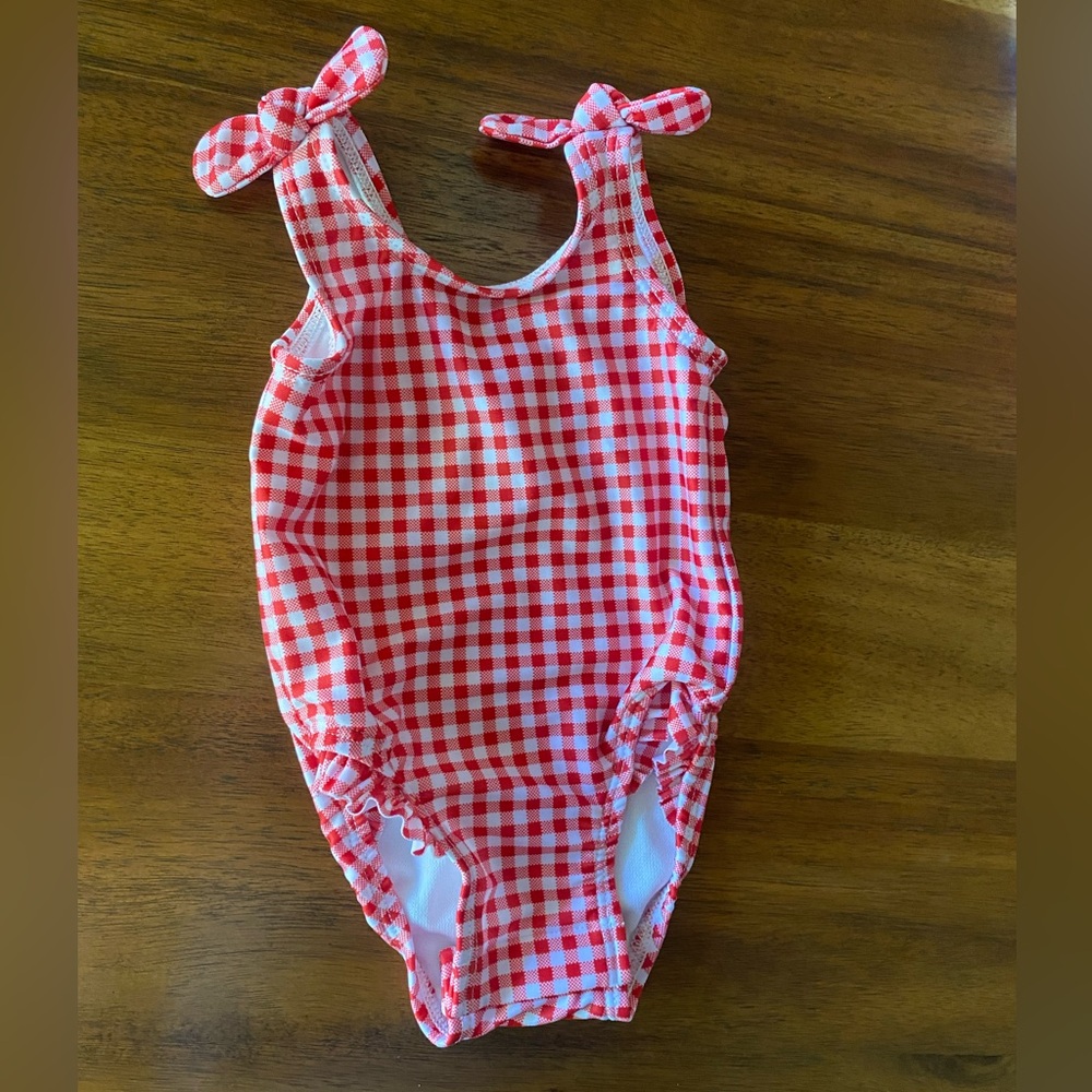 Cat & Jack Red and White Checkered Swimsuit